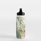 Wild Tropical Prints, Green and Gold Water Bottle Gallery Image 3