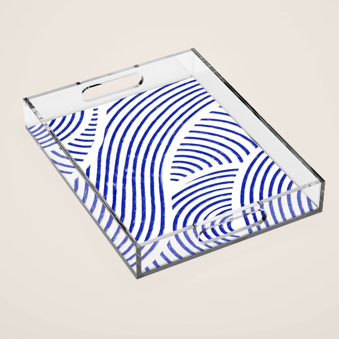 blue summer lines Acrylic Tray Gallery Image 1