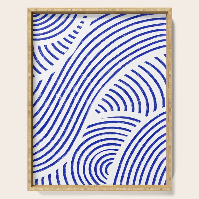 blue summer lines Serving Tray Gallery Image 1