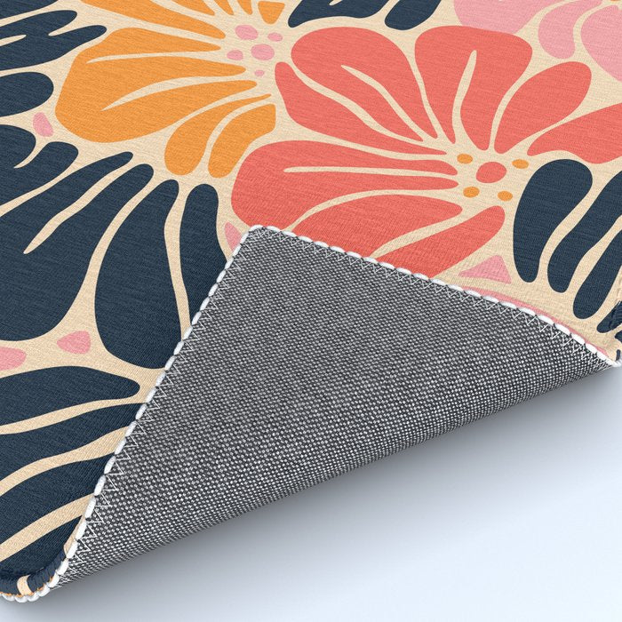 Abstract vintage flower art pattern Rug Gallery Image 4