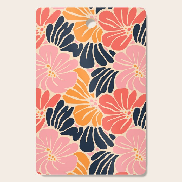Abstract vintage flower art pattern Cutting Board Gallery Image 1