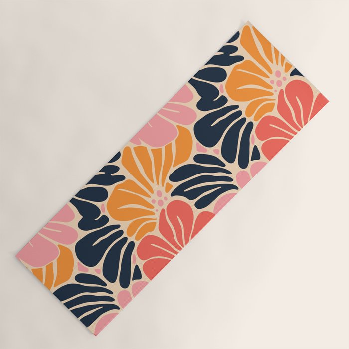 Abstract vintage flower art pattern Yoga Mat Gallery Image 1