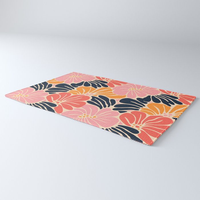 Abstract vintage flower art pattern Rug Gallery Image 3