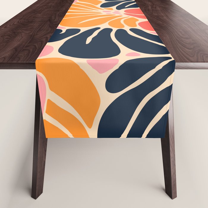 Abstract vintage flower art pattern Table Runner Gallery Image 1