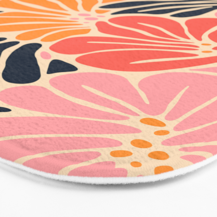 Abstract vintage flower art pattern Bath Mat Gallery Image 3