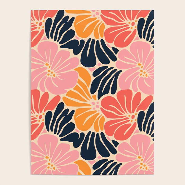 Abstract vintage flower art pattern Poster Gallery Image 1