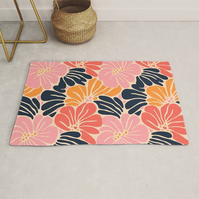 Abstract vintage flower art pattern Rug Gallery Image 1