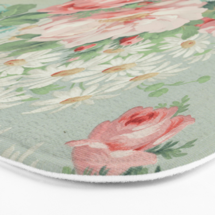 Vintage Botanical Fabric Pattern Bath Mat Gallery Image 3
