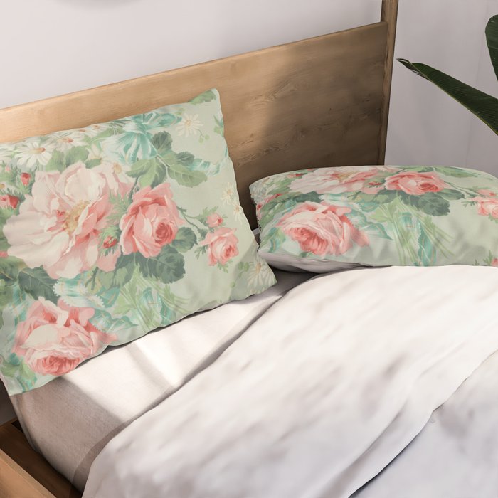 Vintage Botanical Fabric Pattern Pillow Sham Gallery Image 2