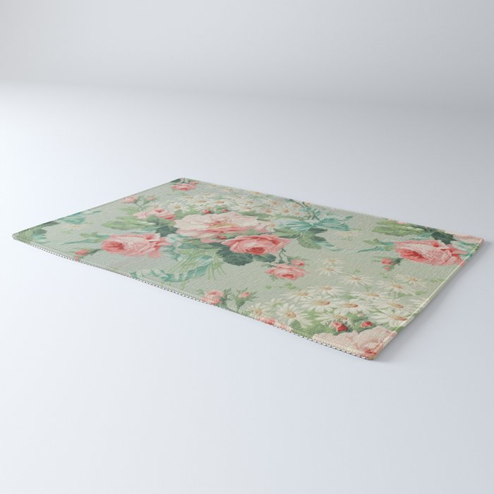 Vintage Botanical Fabric Pattern Rug Gallery Image 3