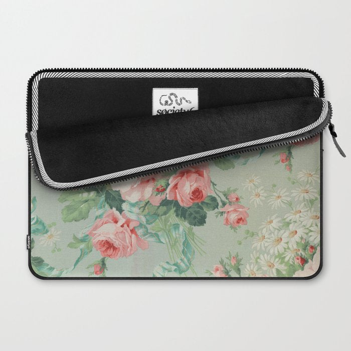 Vintage Botanical Fabric Pattern Laptop Sleeve Gallery Image 2