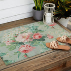 Vintage Botanical Fabric Pattern Outdoor Rug Gallery Image 2