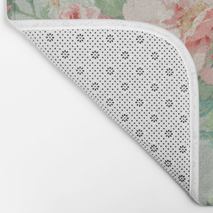 Vintage Botanical Fabric Pattern Bath Mat Gallery Image 2