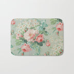 Vintage Botanical Fabric Pattern Bath Mat Gallery Image 1