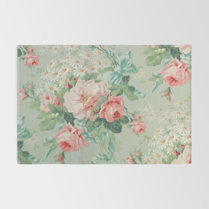 Vintage Botanical Fabric Pattern Rug Gallery Image 2