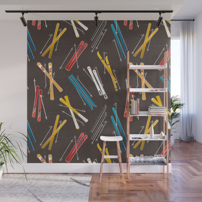 Ski Fun: Vintage Style  Wall Mural Gallery Image 1
