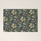 William Morris Golden Lily Midnight Green Vintage Pattern Welcome Mat Gallery Image 1