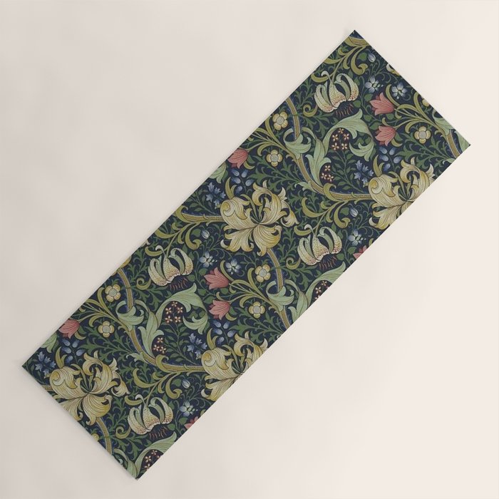William Morris Golden Lily Midnight Green Vintage Pattern Yoga Mat Gallery Image 1