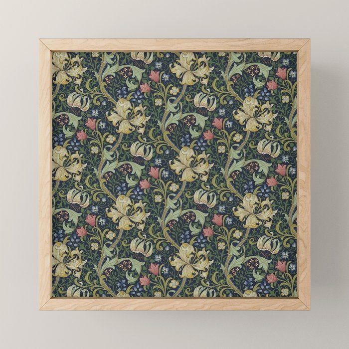 William Morris Golden Lily Midnight Green Vintage Pattern Mini Art Print Gallery Image 1