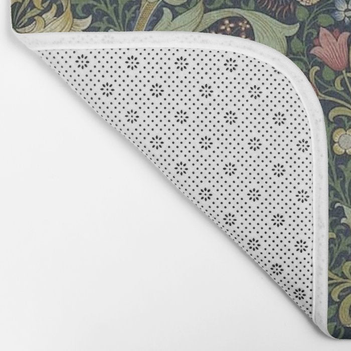 William Morris Golden Lily Midnight Green Vintage Pattern Bath Mat Gallery Image 2