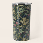 William Morris Golden Lily Midnight Green Vintage Pattern Travel Mug Gallery Image 1