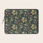 William Morris Golden Lily Midnight Green Vintage Pattern Laptop Sleeve Gallery Image 1