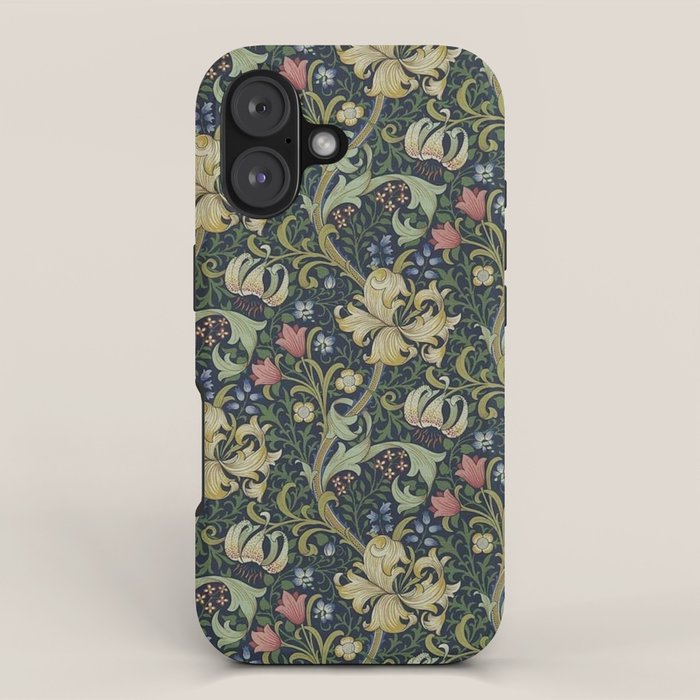 William Morris Golden Lily Midnight Green Vintage Pattern iPhone Case Gallery Image 1