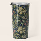 William Morris Golden Lily Midnight Green Vintage Pattern Travel Mug Gallery Image 3