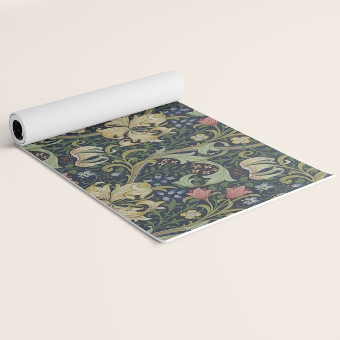 William Morris Golden Lily Midnight Green Vintage Pattern Yoga Mat Gallery Image 2