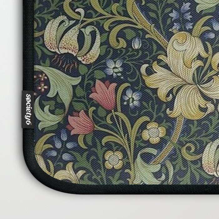 William Morris Golden Lily Midnight Green Vintage Pattern Laptop Sleeve Gallery Image 3