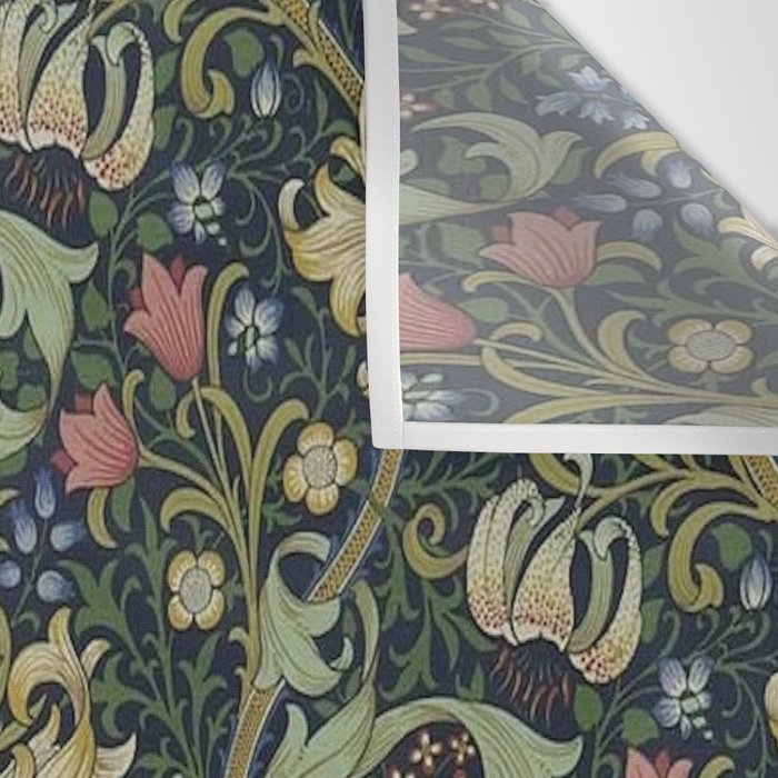 William Morris Golden Lily Midnight Green Vintage Pattern Wall Tapestry Gallery Image 3