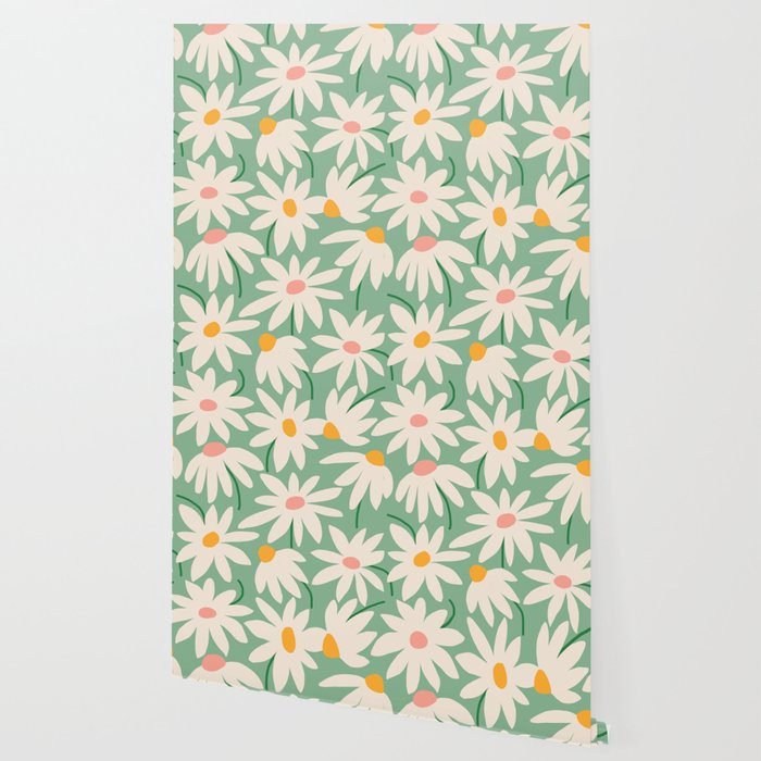 Spring daisies - green Wallpaper Gallery Image 2