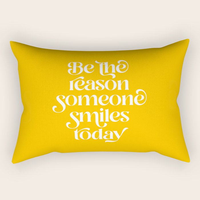 Motivational words smile today yellow Rectangular Pillow Gallery Image 2
