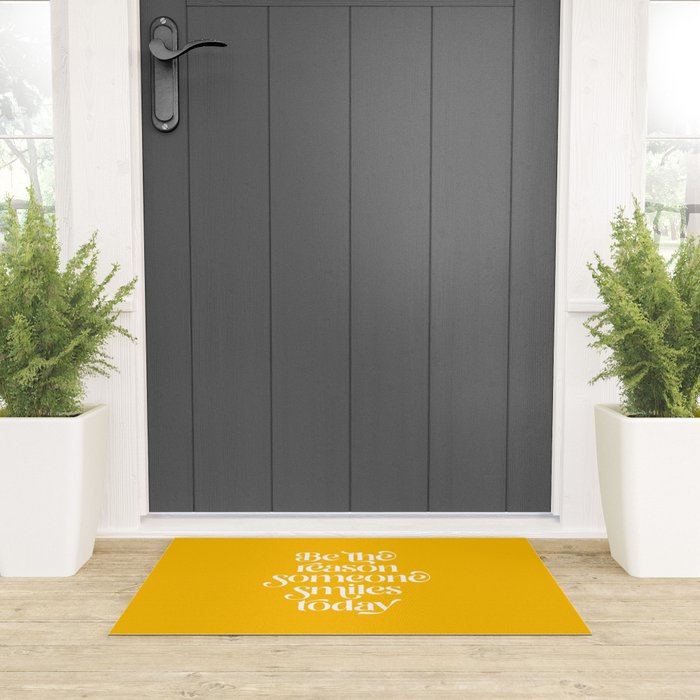 Motivational words smile today yellow Welcome Mat Gallery Image 3