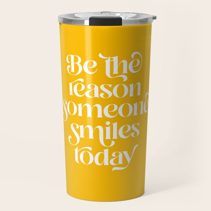 Motivational words smile today yellow Travel Mug Gallery Image 1