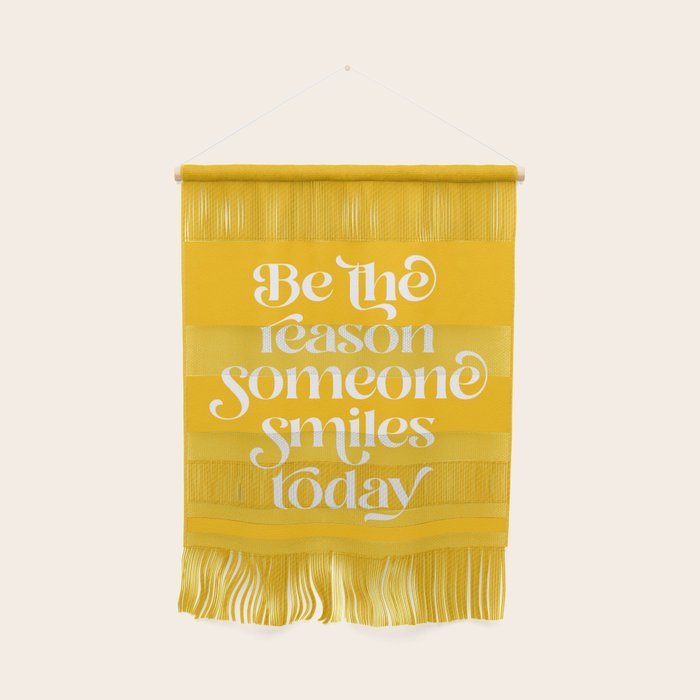 Motivational words smile today yellow Wall Hanging Gallery Image 1