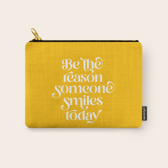 Motivational words smile today yellow Carry All Pouch Gallery Image 1