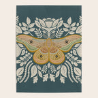 Moth Floral | Gold, Blue-Green Poster Gallery Image 4