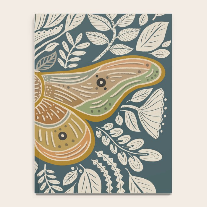 Moth Floral | Gold, Blue-Green Notebook Gallery Image 4