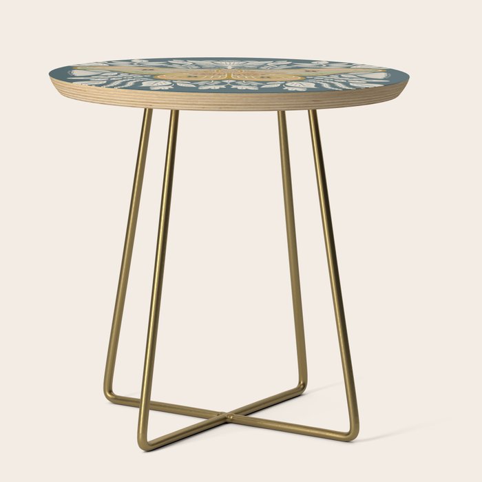Moth Floral | Gold, Blue-Green Side Table Gallery Image 1