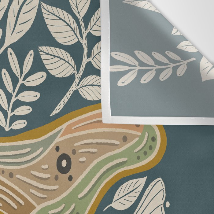 Moth Floral | Gold, Blue-Green Wall Tapestry Gallery Image 3