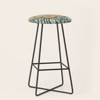 Moth Floral | Gold, Blue-Green Stool Gallery Image 1