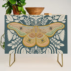 Moth Floral | Gold, Blue-Green Credenza Gallery Image 1