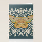 Moth Floral | Gold, Blue-Green Stationery Card Gallery Image 2