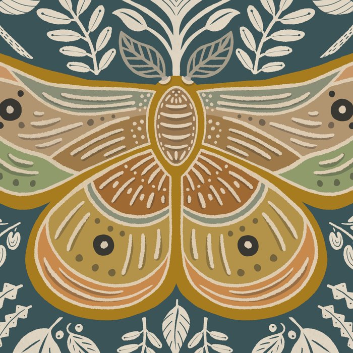 Moth Floral | Gold, Blue-Green Coffee Mug Gallery Image 2