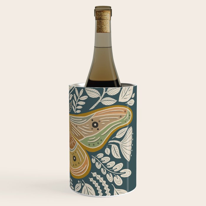 Moth Floral | Gold, Blue-Green Wine Chiller Gallery Image 3
