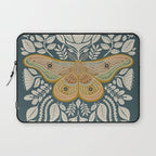 Moth Floral | Gold, Blue-Green Laptop Sleeve Gallery Image 1