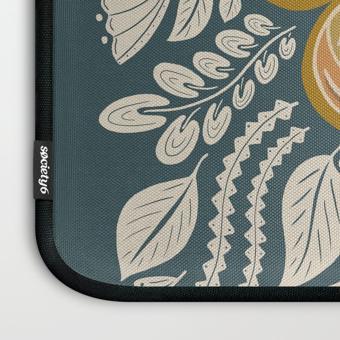 Moth Floral | Gold, Blue-Green Laptop Sleeve Gallery Image 3