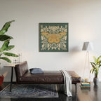 Moth Floral | Gold, Blue-Green Wood Wall Art Gallery Image 2