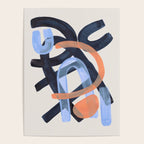 Midcentury Modern Minimalist Funky Cool Tribal Pattern Paynes Grey Pastel Blue Tan Shapes by Ejaaz Haniff Poster Gallery Image 4